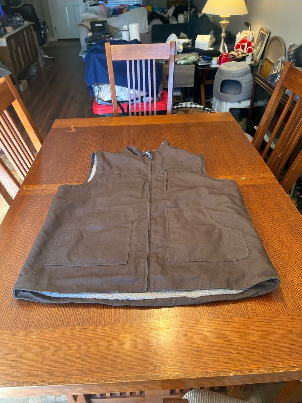 Men's Brown Insulated Work Vest with Front Pockets